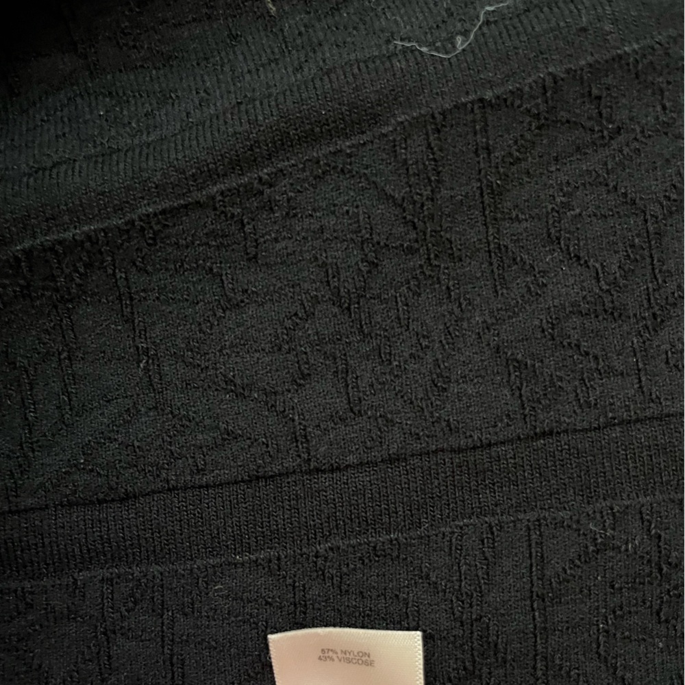 Great Jones Jacquard Mini Dress Black Fit Flare Mock Neck Quiet Luxury Chic LBD - Picture 8 of 11